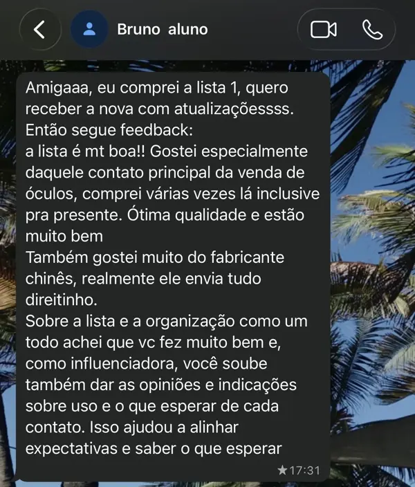 Depoimento de aluna